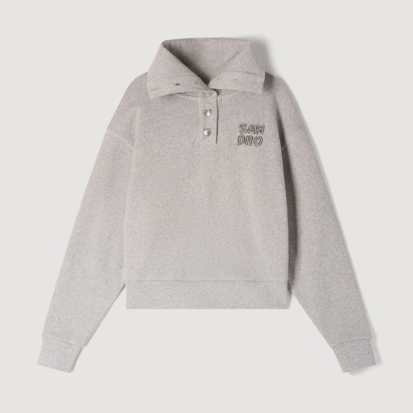 Sandro Light Gray Embellished Sweatshirt - Picture 3 of 9